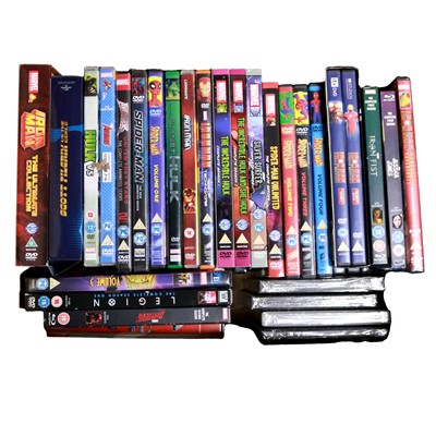 Lot 146 - A large collection of Marvel related films and TV shows, on VHS, DVD & Blu-Ray