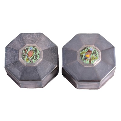 Lot 243 - Pair of silver and enamelled boxes