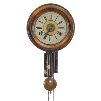 Lot 444 - Beechwood cased postman’s type alarm clock