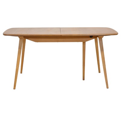Lot 416 - Ercol light elm and beech 'Grand Plank' extending dining table, and a set of six chairs