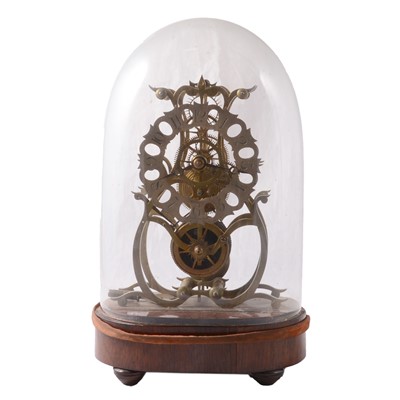 Lot 100 - 19th Century English brass skeleton clock