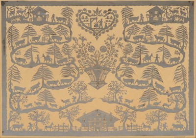 Lot 298 - Swiss Scherenschnitte or cut paper panel