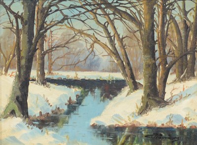 Lot 225 - C Rasmussen, Wooded stream.