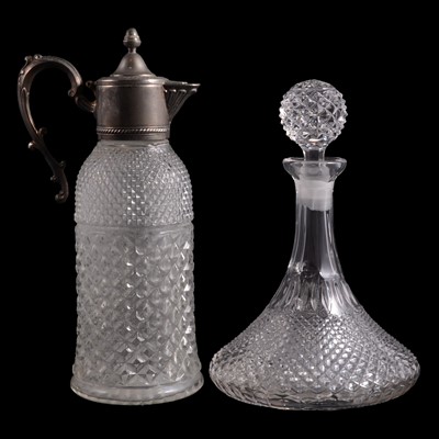 Lot 27 - Moulded glass claret jug and a moulded glass ships decanter