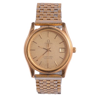 Lot 1057 - Omega - a gentleman's Seamaster gold-plated quartz bracelet wristwatch.