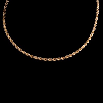 Lot 336 - Two 9 carat yellow gold / yellow metal chain link necklaces.