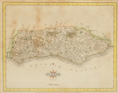 Lot 320 - Collection of nine hand-coloured maps - Sussex related