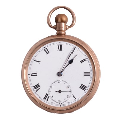 Lot 1019 - A 9 carat yellow gold open face pocket watch.