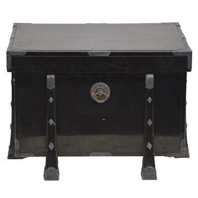 Lot 427 - Japanese black lacquered and white metal mounted casket