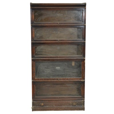 Lot 357 - Oak five-heights sectional bookcase, labelled Globe-Wernicke Co. Ltd