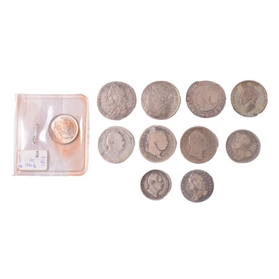 Lot 216 - Small collection of Elizabeth I and later silver content coins.