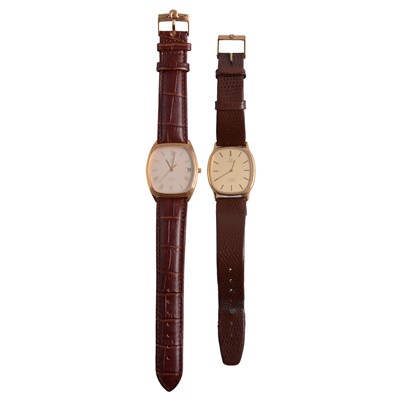 Lot 442 - Omega - two gentlemen's De Ville gold-plated quartz wristwatches.
