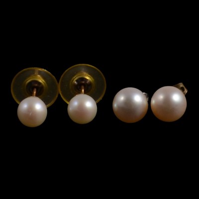 Lot 182 - Four cultured pearl stud earrings.