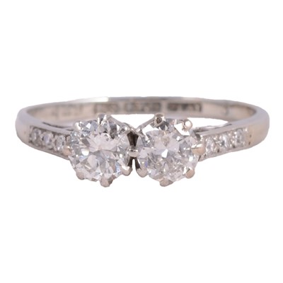 Lot 45 - A diamond two stone ring.