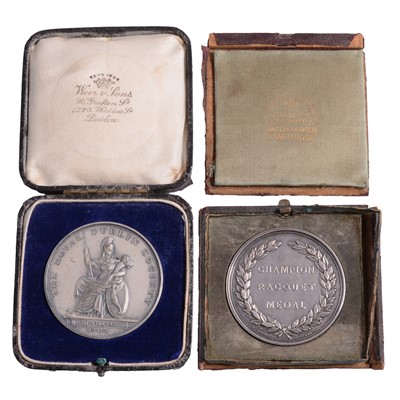 Lot 188 - Silver Spring Agricultural Show medal, and a silver Racquet medal