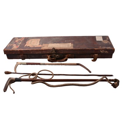 Lot 181 - Binoculars, shotgun case, riding crops, etc.