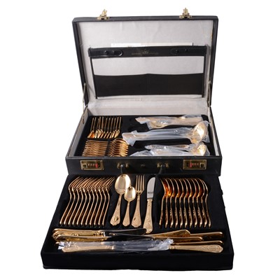 Lot 82 - Case of Besteke Solingen cutlery, gold plated