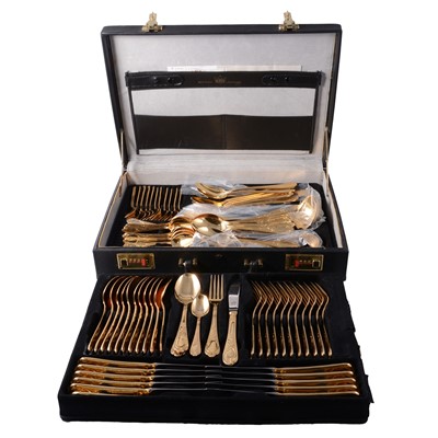 Lot 83 - Case of Besteke Solingen cutlery, gold plated