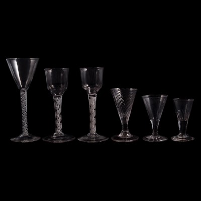 Lot 47 - Pair of 18th Century wine glasses and other antique glass