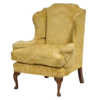 Lot 359 - George III style wing back armchair