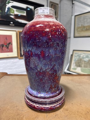 Lot 11 - Ruskin Pottery, a high-fired vase on stand, 1926