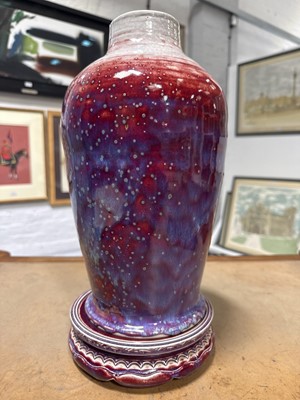 Lot 11 - Ruskin Pottery, a high-fired vase on stand, 1926