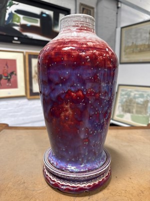 Lot 11 - Ruskin Pottery, a high-fired vase on stand, 1926