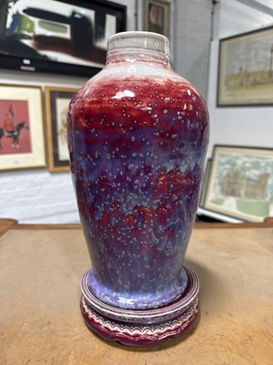 Lot 11 - Ruskin Pottery, a high-fired vase on stand, 1926