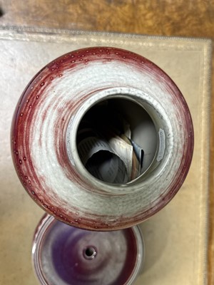 Lot 11 - Ruskin Pottery, a high-fired vase on stand, 1926