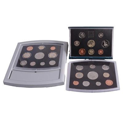 Lot 200 - Eight UK Proof Coin Sets, mostly cased.