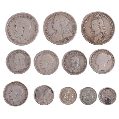 Lot 199 - Twelve British silver content coins, Anne and later.