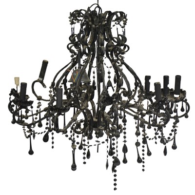 Lot 370 - Ten light chandelier and a metal light fitting