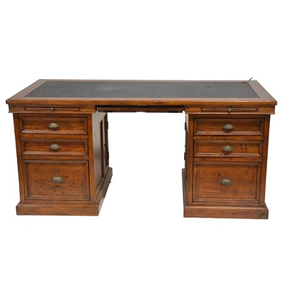 Lot 436 - Modern walnut twin pedestal desk