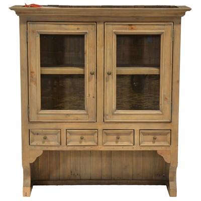 Lot 424 - Pine wall cabinet and a set of modern painted wall shelves