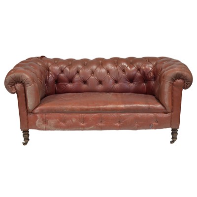 Lot 442 - Victorian leather Chesterfield settee