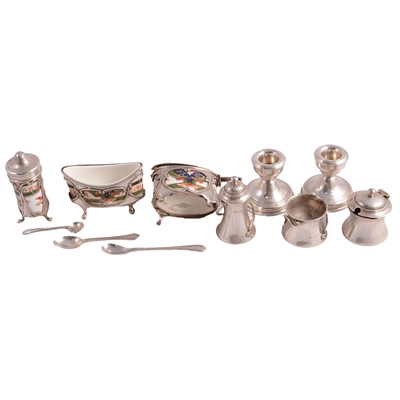Lot 268 - Quantity of assorted silver, including a Spode silver-mounted cruet set