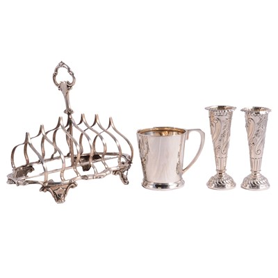 Lot 270 - Victorian silver six-section toast rack, Henry Wilkinson & Co, Sheffield, 1859, etc