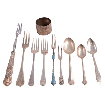 Lot 279 - A small collection of British, Irish, and Continental silver and white metal flatware