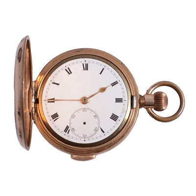 Lot 309 - A gold-plated quarter repeating full hunter pocket watch.