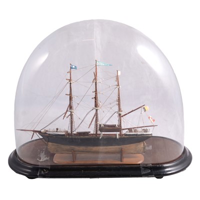 Lot 153 - Circa WWI scratch built model of a three masted ship, built by a refugee.