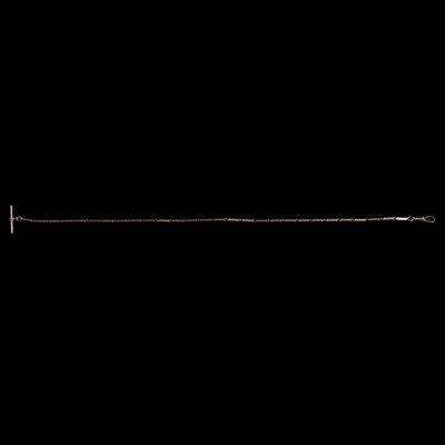 Lot 498 - A yellow metal single Albert watch chain.