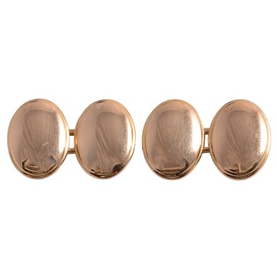 Lot 470 - A pair of 18 carat yellow gold cufflinks.