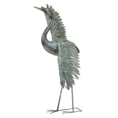 Lot 461 - Patinated metal garden sculpture of a Heron