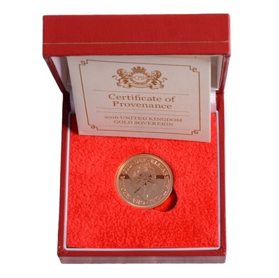Lot 213 - Gold Full Sovereign Coin, Elizabeth II 2016.