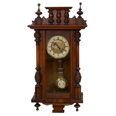Lot 397 - Two walnut Vienna type wall clock