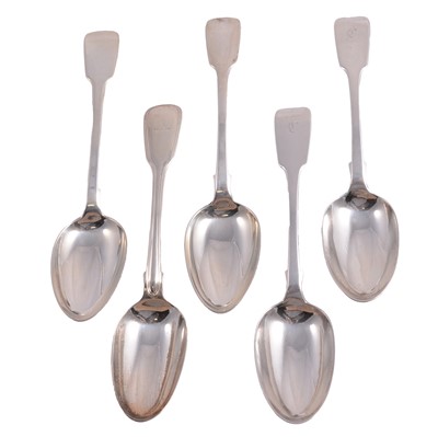 Lot 273 - Five Georgian/ early 19th century table spoons.