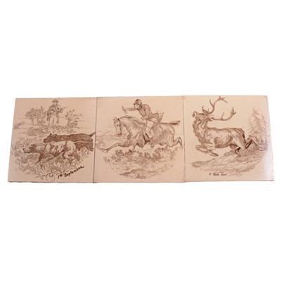 Lot 36A - Josiah Wedgwood & Sons Etruria – six tiles from the Scenes in the Hunting Fields series.