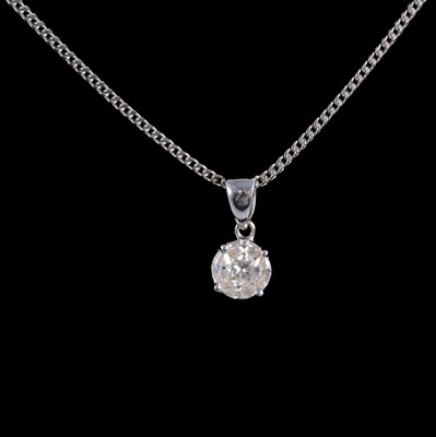 Lot 393 - A diamond pendant on a chain.