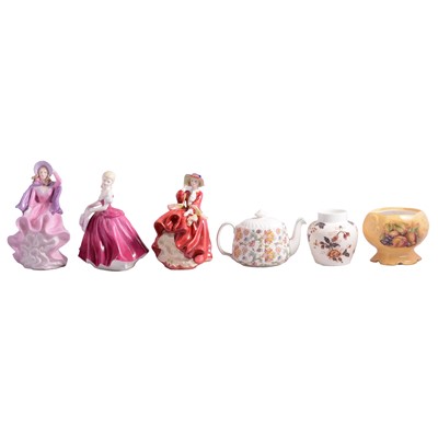 Lot 24 - Minton 'Haddon Hall tableware, Doulton and Coalport figurines, etc