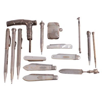 Lot 247 - Silver bladed fruit knives, pencils, etc.